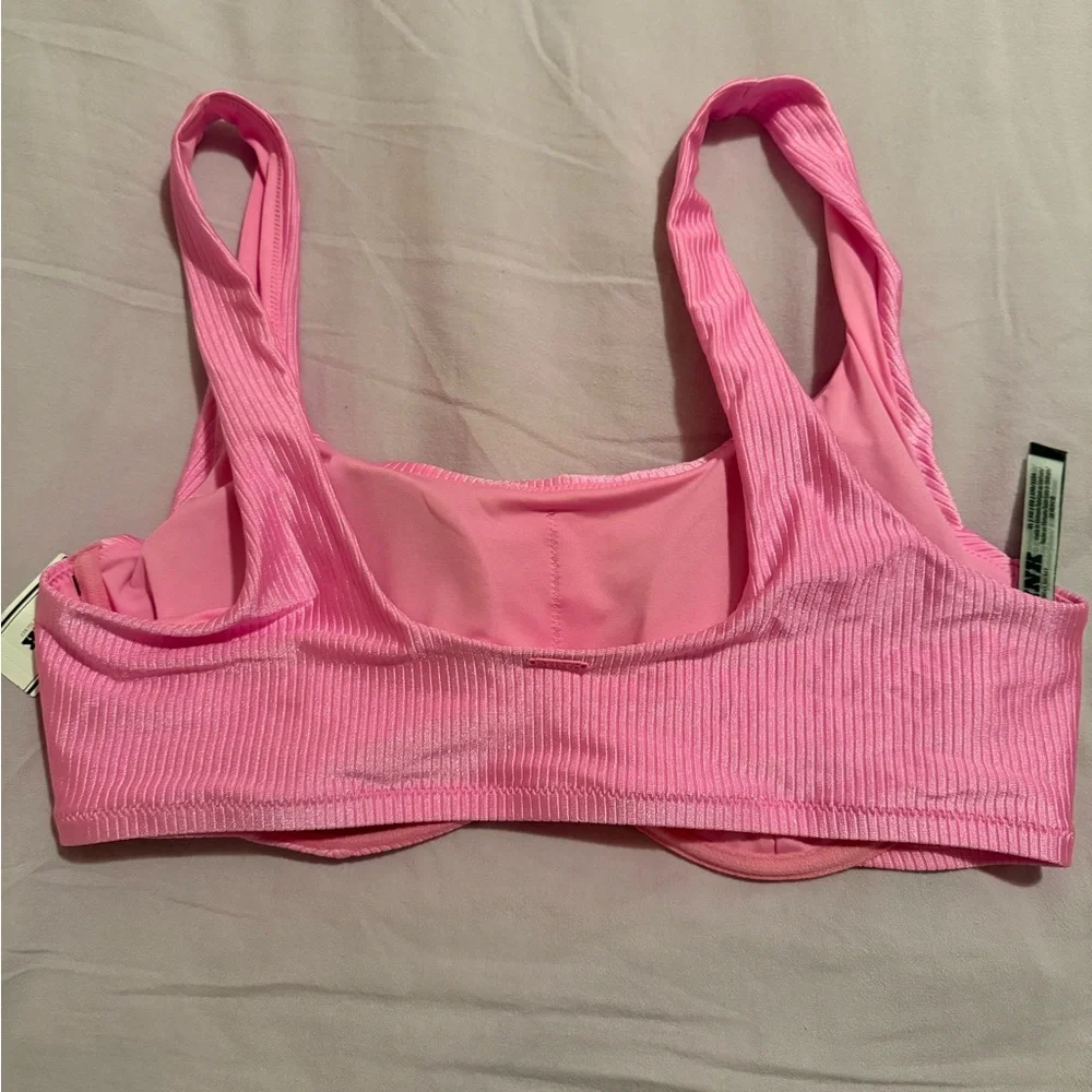 Pink Ribbed Women's Bikini Top - Picture 2 of 3